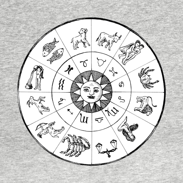 Zodiac Wheel with Sun by WAITE-SMITH VINTAGE ART